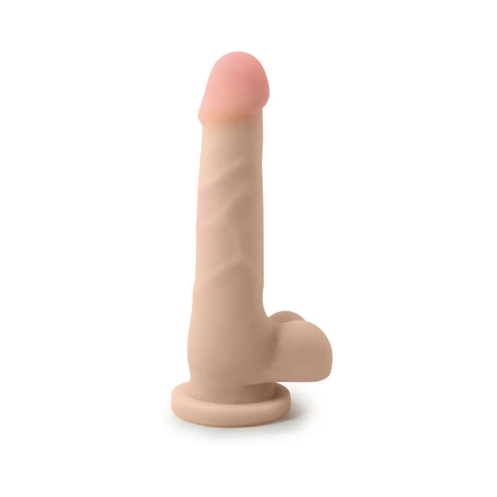Au Naturel 7 in. Sam Posable Dual Density Dildo with Balls Beige