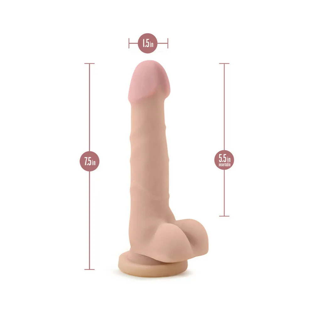 Au Naturel 7 in. Sam Posable Dual Density Dildo with Balls Beige