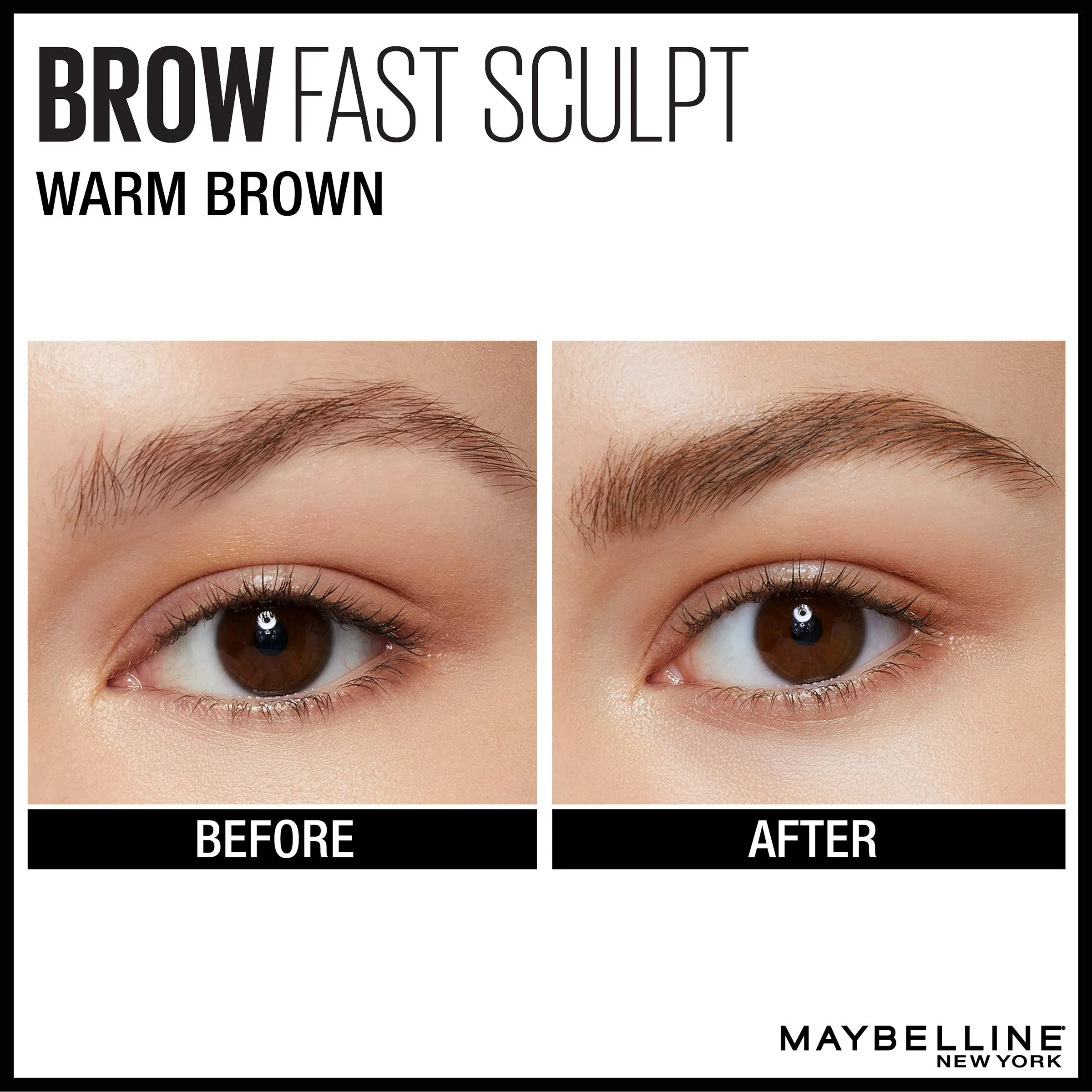 Maybelline Brow Fast Sculpt, Shapes Eyebrows, Eyebrow Mascara Makeup, Warm Brown, 0.09 Fl. Oz.