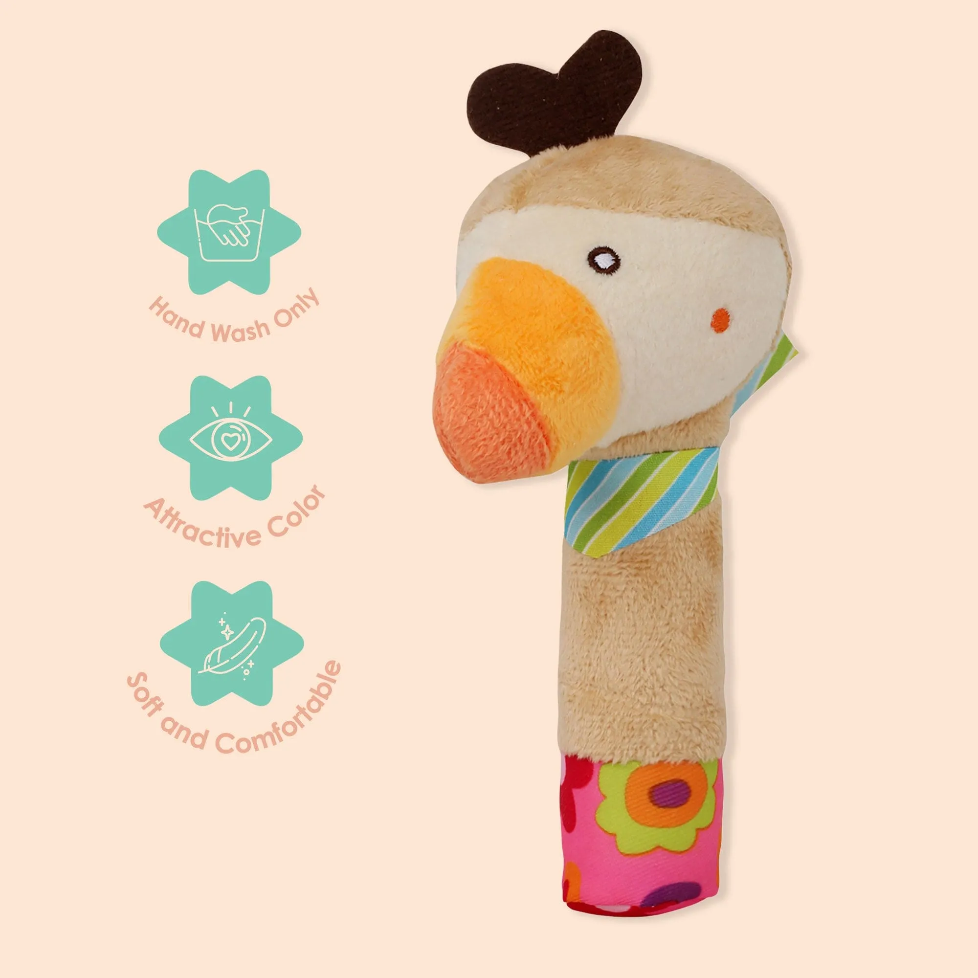 Parrot Cream Handheld Rattle